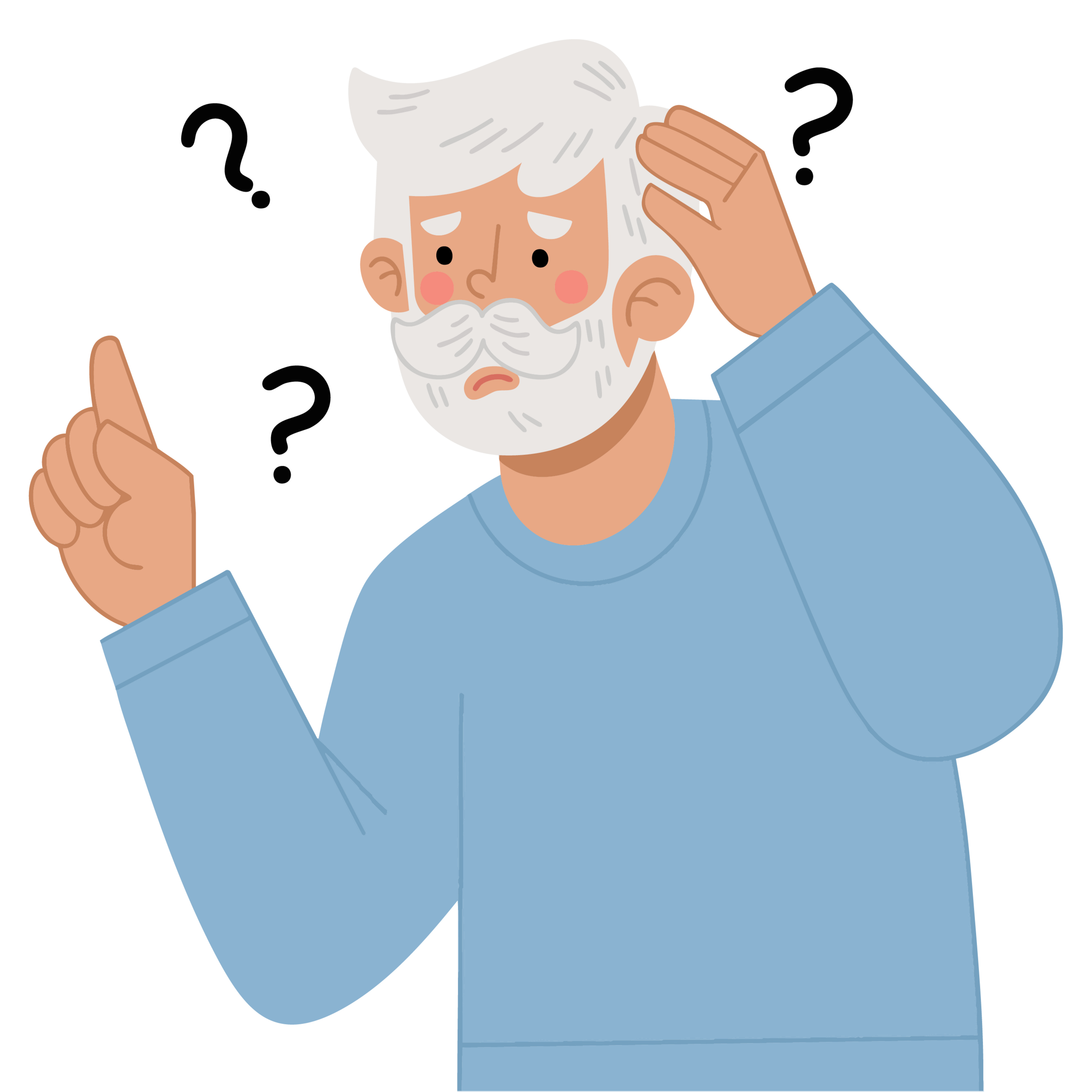 Vector illustration of a forgetful elderly man
